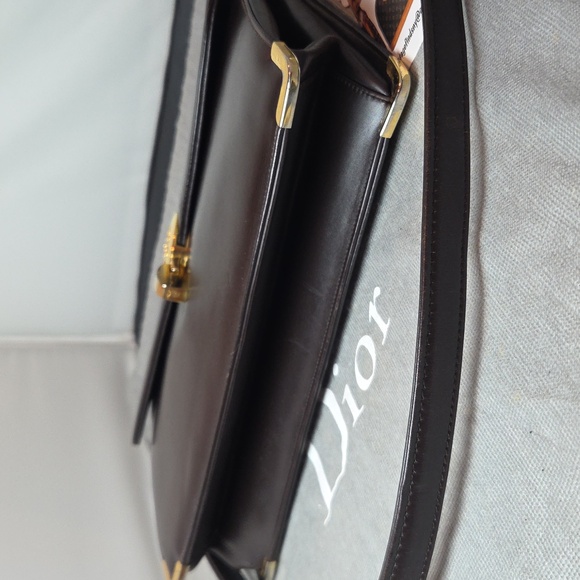 DIOR Rare 1970s Collectable Brown leather 2-way shoulder/clutch bag excellent - Picture 12 of 17